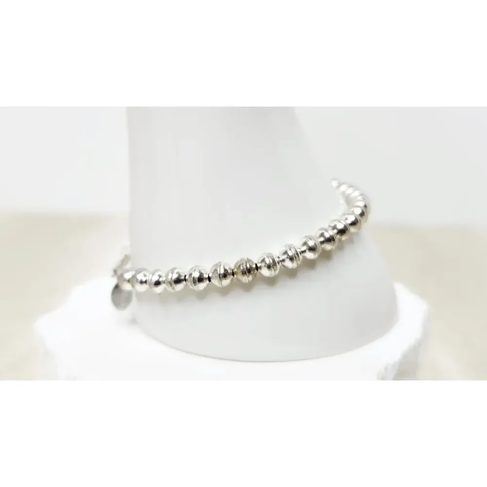 Vintage 925 Sterling Silver Beaded Ball Strand Bracelet 7